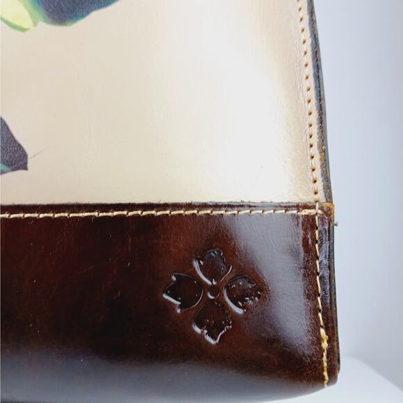 Patricia Nash Toscano Winter Bloom Large Leather Tote Bag Brown/Tan - Picture 4 of 7